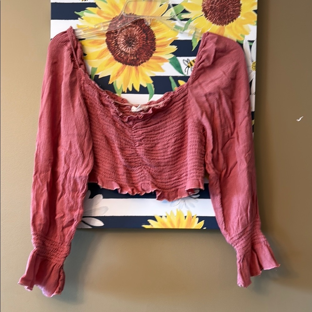 Women's Pink Ruffled Sun & Sam Top L